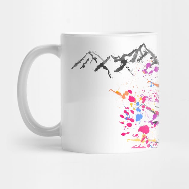 Mountains And Multi Coloured Sakura Cherry Blossom by 4U2NV-LDN